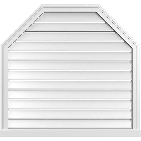 Octagonal Top Surface Mount PVC Gable Vent W/ 2W X 2P Brickmould Sill Frame, 38W X 36H